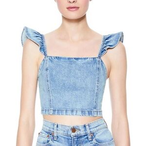 Alice + Olivia Kiley Flutter Sleeve Crop Top in Not Yours